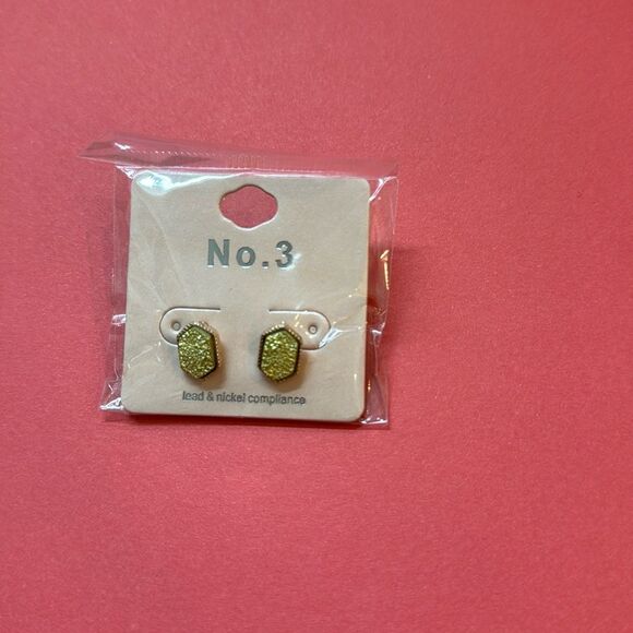 Lime Green Druzy Earrings - Picture 1 of 2